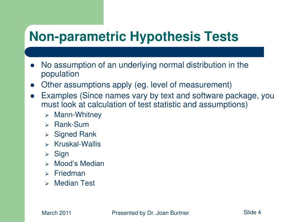PPT Nonparametric Statistical Methods Overview and Examples