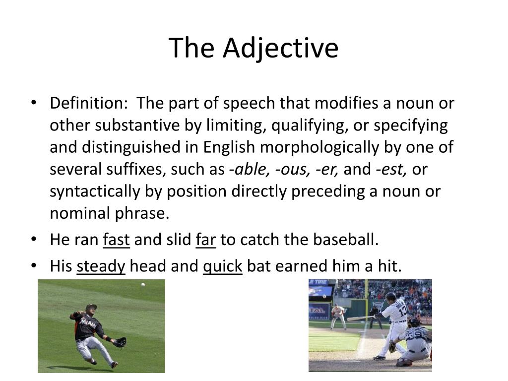 PPT - The Eight Parts of Speech With Baseball PowerPoint Presentation