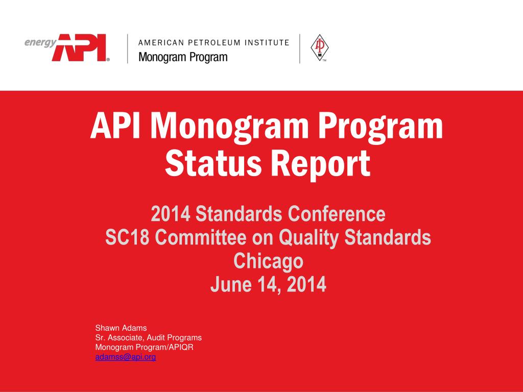 PPT API Monogram Program Status Report PowerPoint Presentation, free