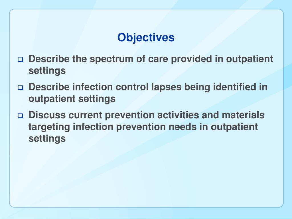 PPT Infection Prevention in Outpatient Settings Minimum Expectations