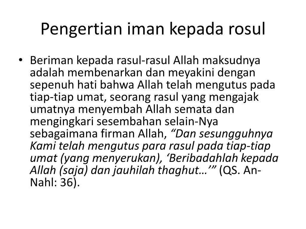 Pengertian Iman Kepada Rasul