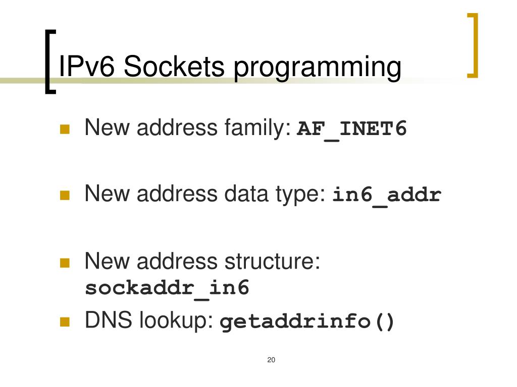 PPT Socket Programming with IPv6 PowerPoint Presentation, free