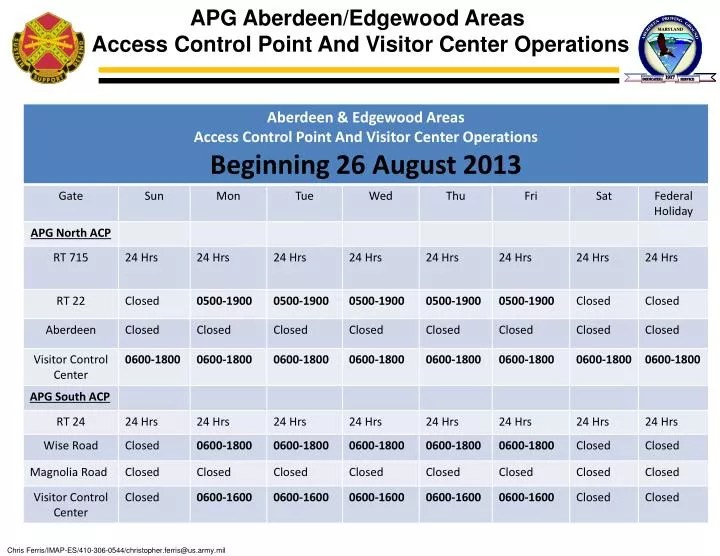 PPT APG Aberdeen/Edgewood Areas Access Control Point And Visitor