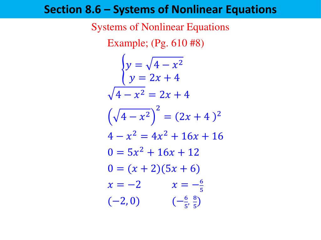PPT Section 8.6 Systems of Equations PowerPoint