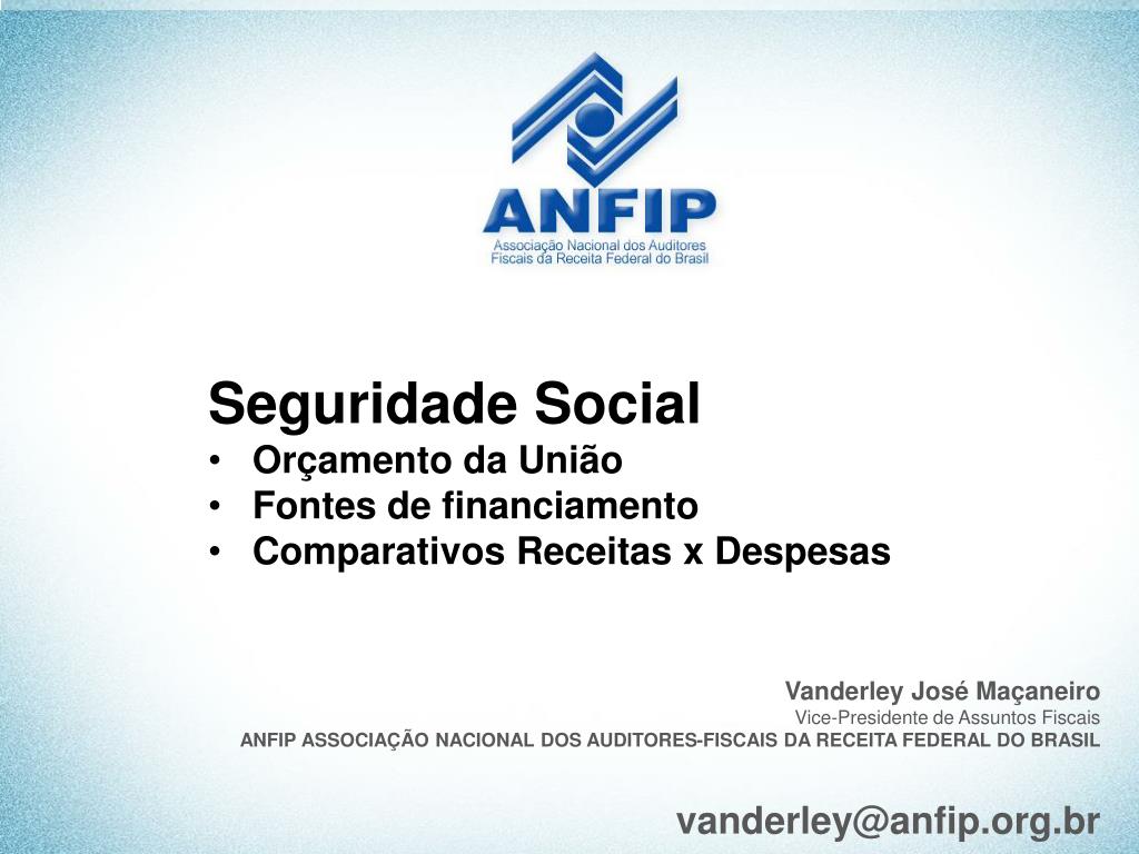 PPT Seguridade Social Orçamento da União Fontes de