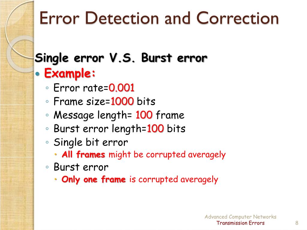 PPT Transmission Errors Error Detection and Correction PowerPoint