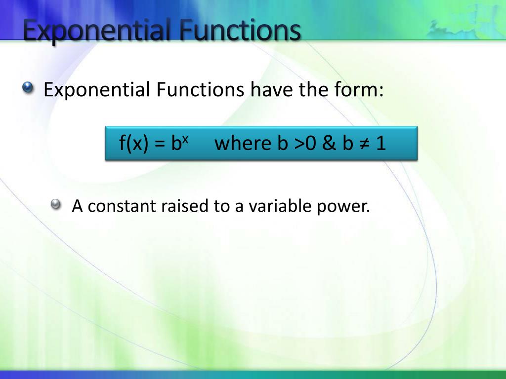 PPT Lesson 62 Exponential Functions PowerPoint Presentation, free