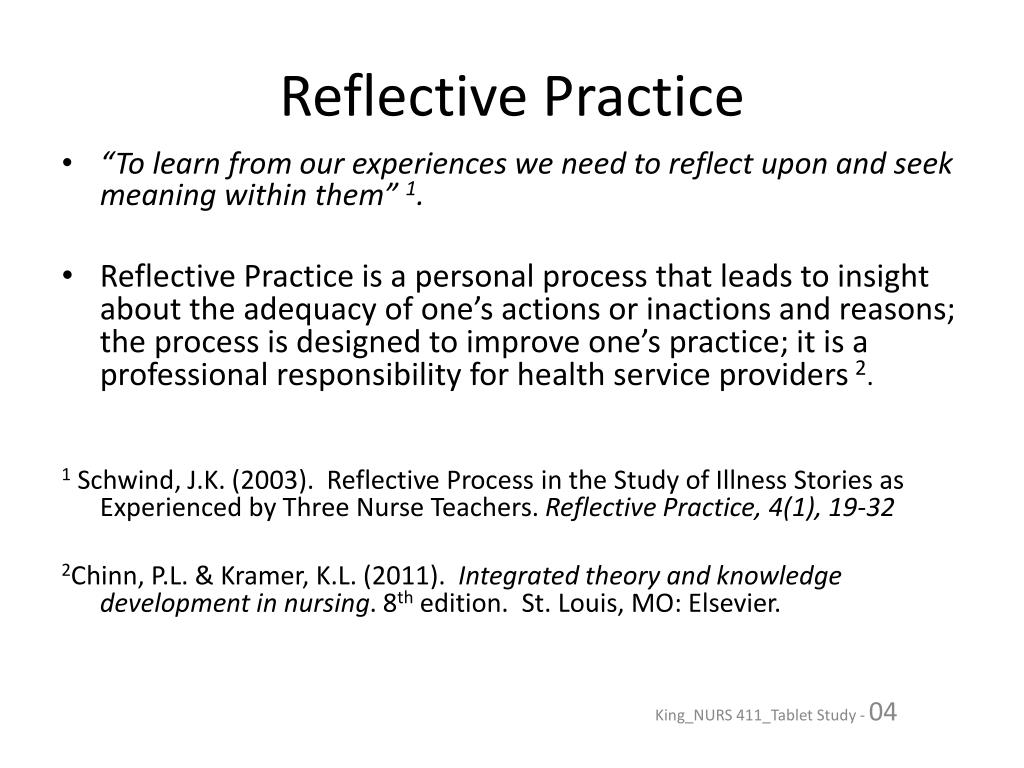 PPT Reflective Practice Wk 11 SelfDirected Study Guide/Class Notes