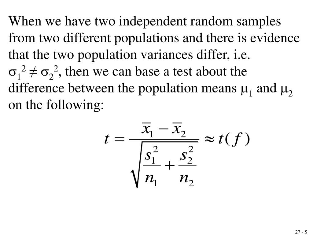 PPT Module 27 Two Sample ttests With Unequal Variances PowerPoint