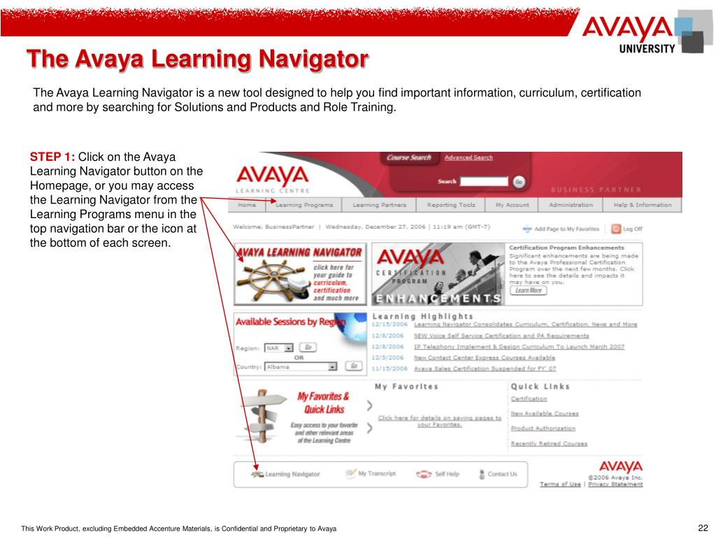 PPT Avaya Learning Centre Tour for Avaya BusinessPartners January