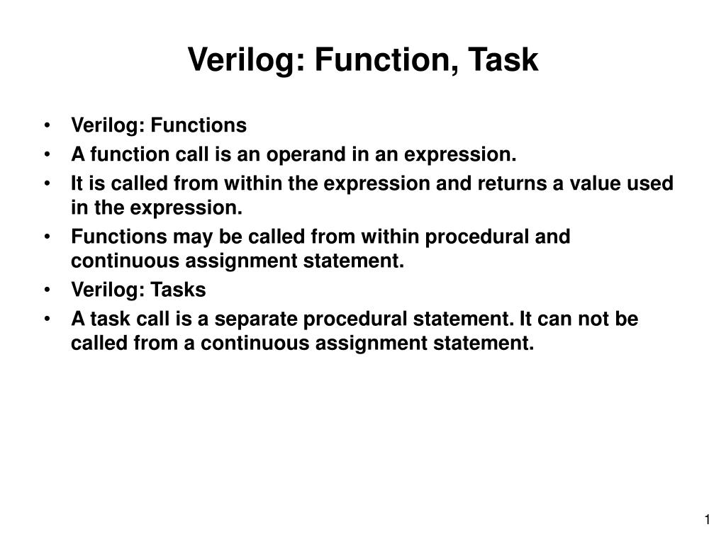 PPT Verilog Function, Task PowerPoint Presentation, free download