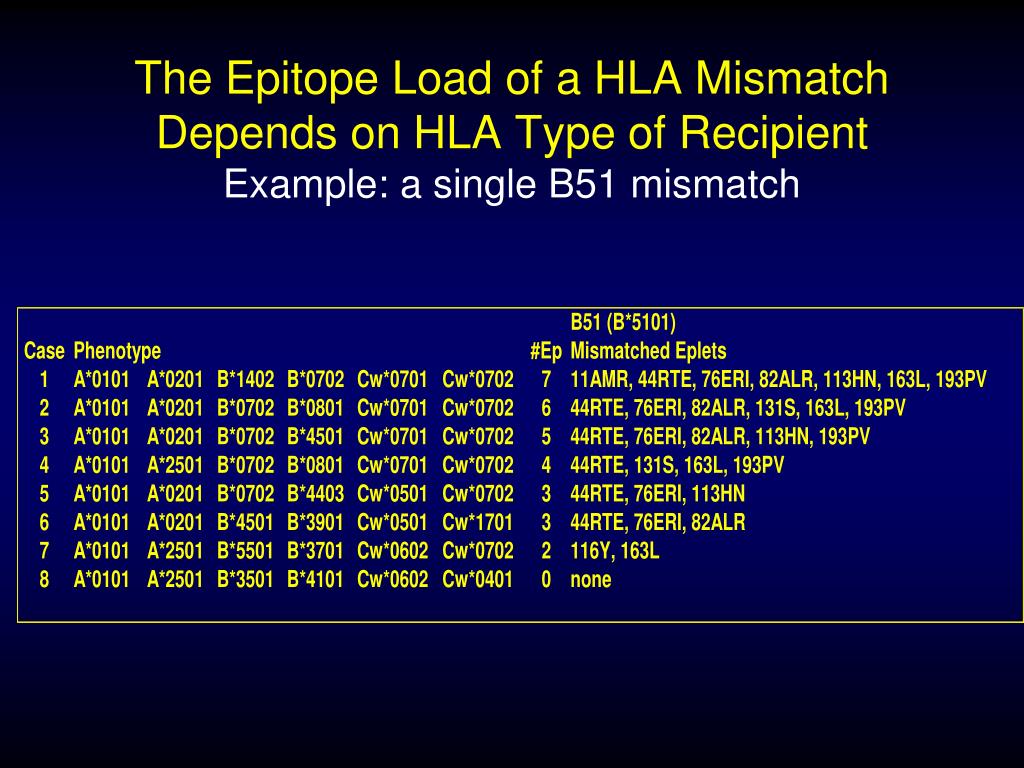 PPT HLA Matching at the Epitope Level the Way to Go PowerPoint