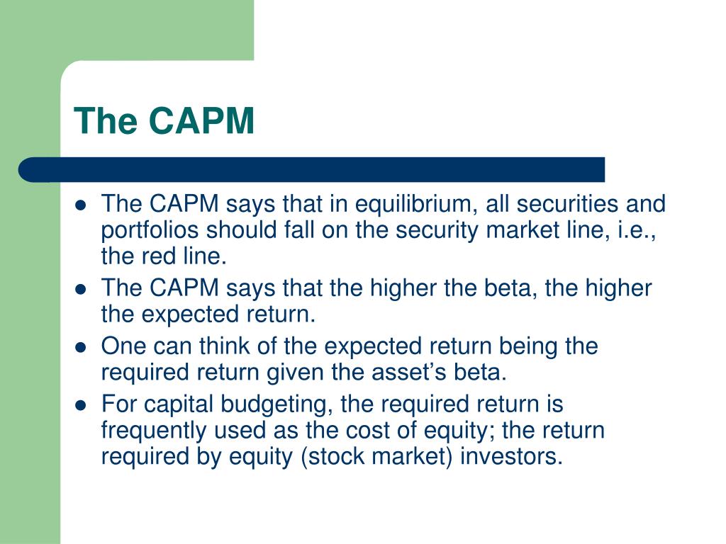 PPT Chapter 11 The CAPM PowerPoint Presentation, free download ID