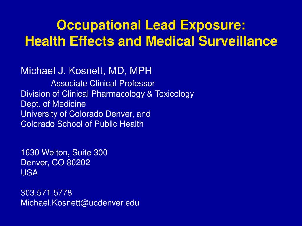 PPT Occupational Lead Exposure Health Effects and Medical