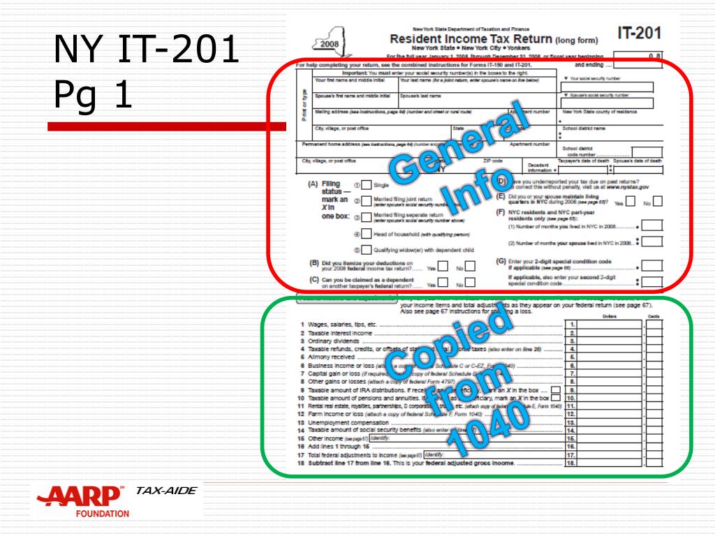 PPT IT 201 NEW YORK STATE RESIDENT RETURN PowerPoint Presentation