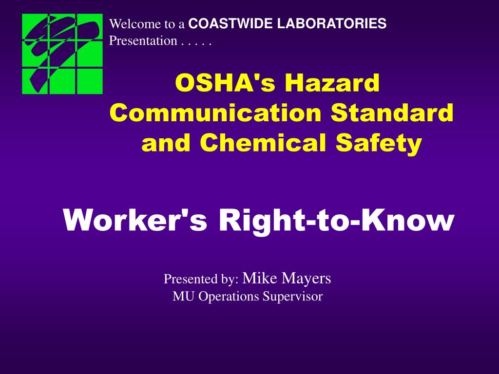 PPT OSHA's Hazard Communication Standard and Chemical Safety PowerPoint Presentation ID3208735