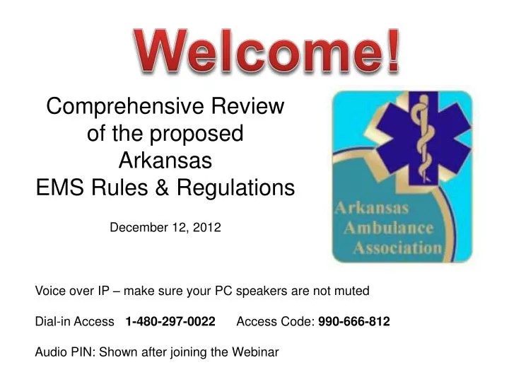 PPT Comprehensive Review of the proposed Arkansas EMS Rules