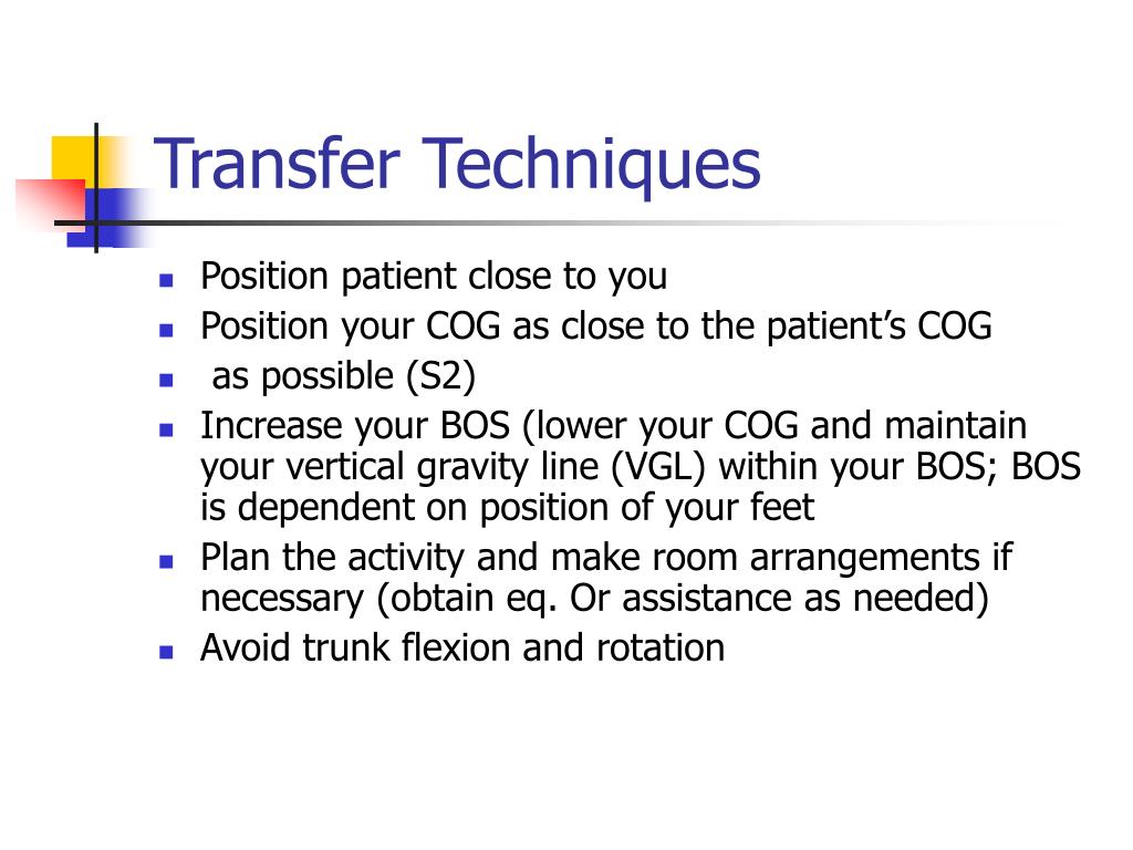 PPT Body Mechanics & Transfer Techniques PowerPoint Presentation ID