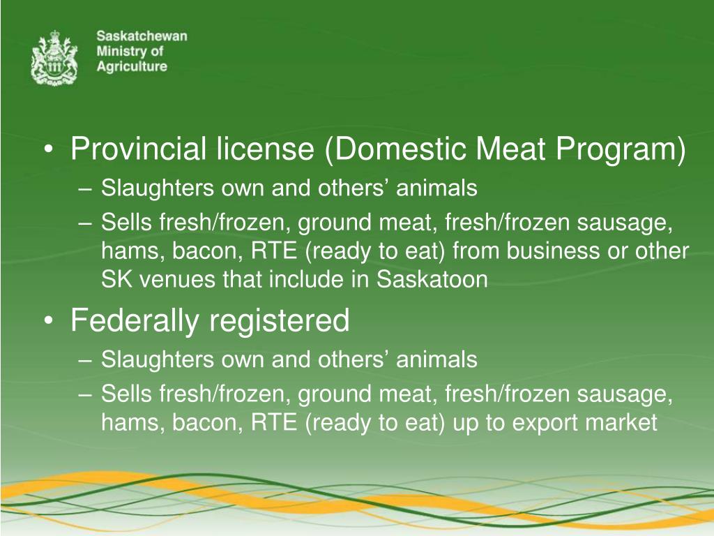 PPT The Regulatory Environment for Food Processing in Saskatchewan