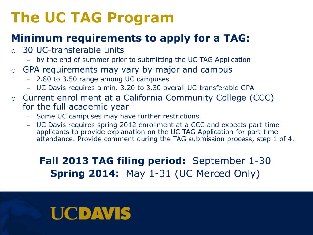 PPT THE UC TRANSFER ADMISSION GUARANTEE (TAG) PowerPoint Presentation