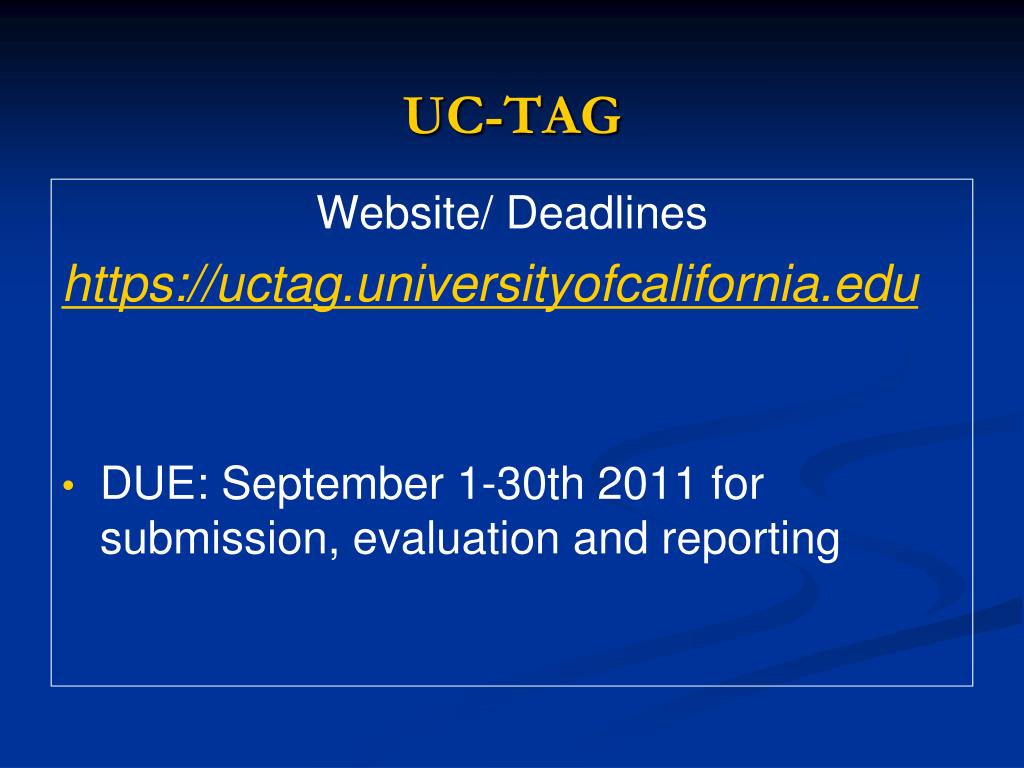 PPT UC Transfer Admission Guarantee (TAG) PowerPoint Presentation