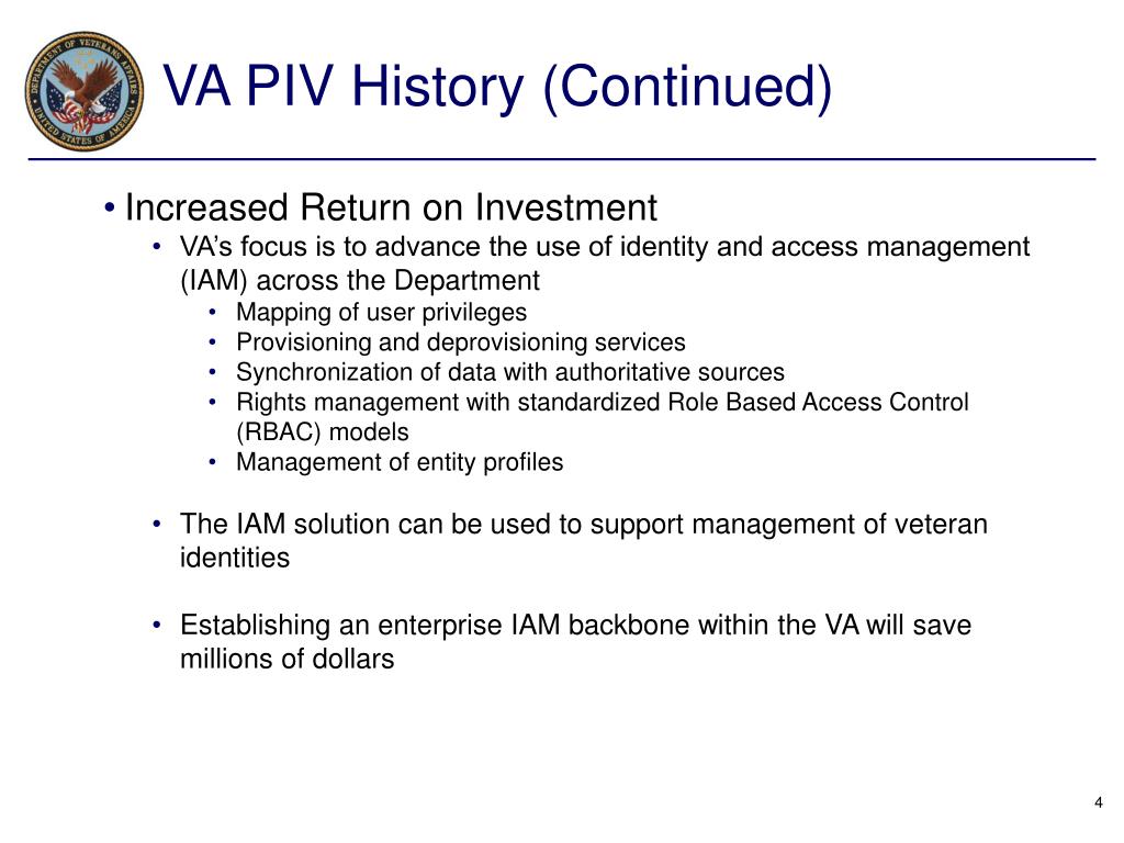 PPT Department of Veterans Affairs Personal Identity Verification