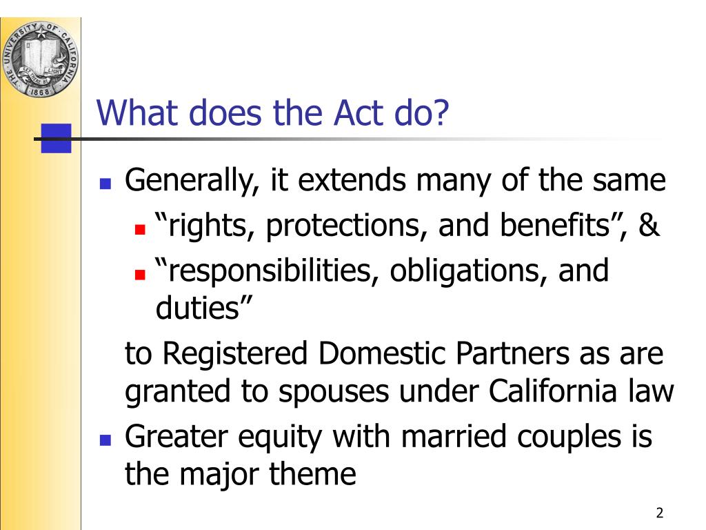 PPT The C alifornia Domestic Partner Rights and Responsibilities Act