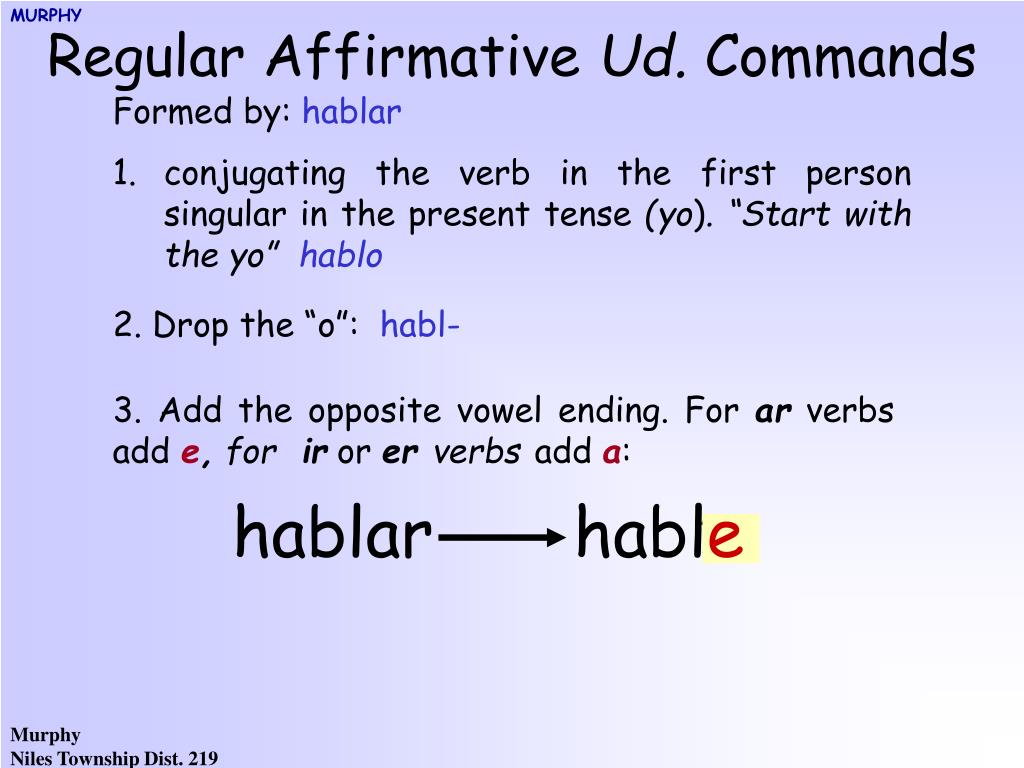 Ppt - Regular Affirmative Ud. Commands Powerpoint Presentation, Free Download - Id:3213378