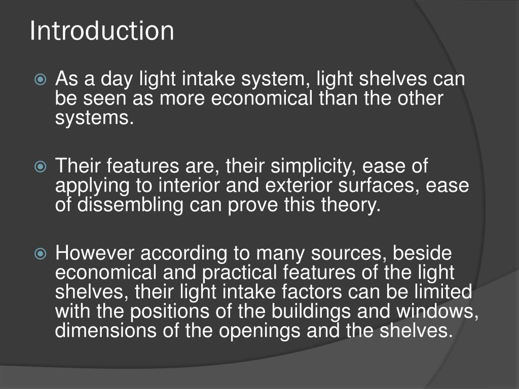 PPT experiment on the efficiency of the light shelves PowerPoint