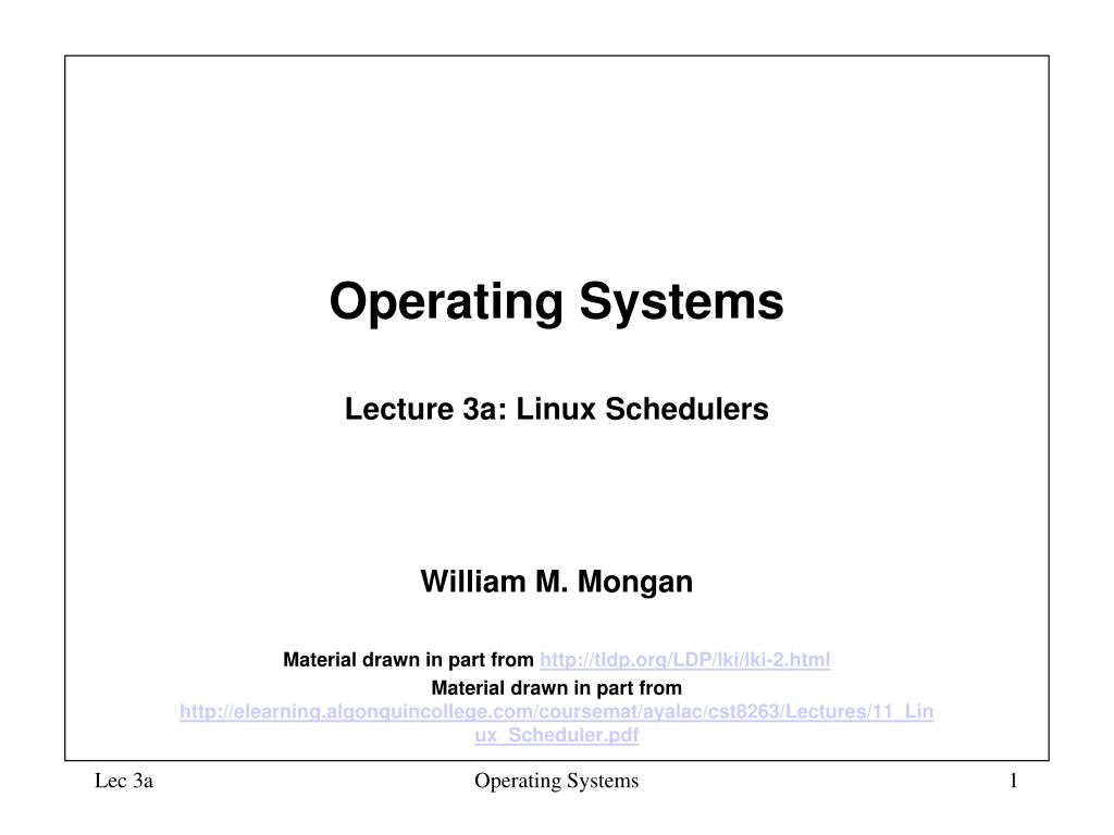 PPT Operating Systems Lecture 3a Linux Schedulers PowerPoint