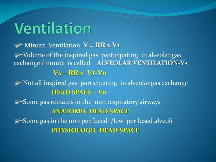 Calculate minute ventilation, dead space ventilation and alveolar