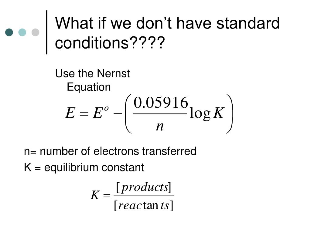 PPT Cell Potential and Nernst Equation PowerPoint Presentation, free
