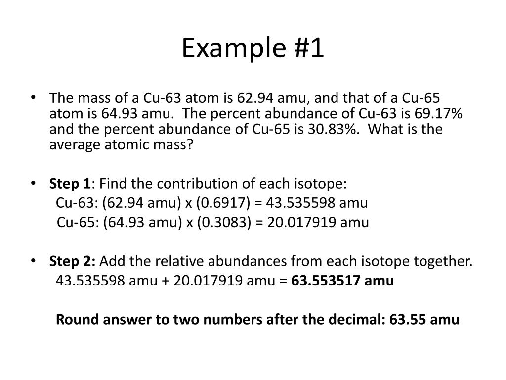 How To Calculate Percent Abundance Given Amu
