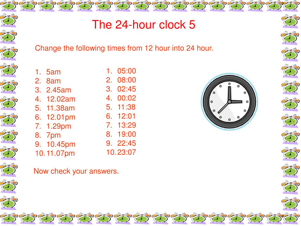 PPT The 24hour clock 1 PowerPoint Presentation, free download ID