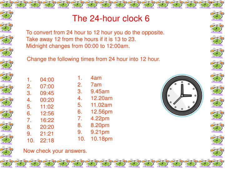 PPT The 24hour clock 1 PowerPoint Presentation ID3223967