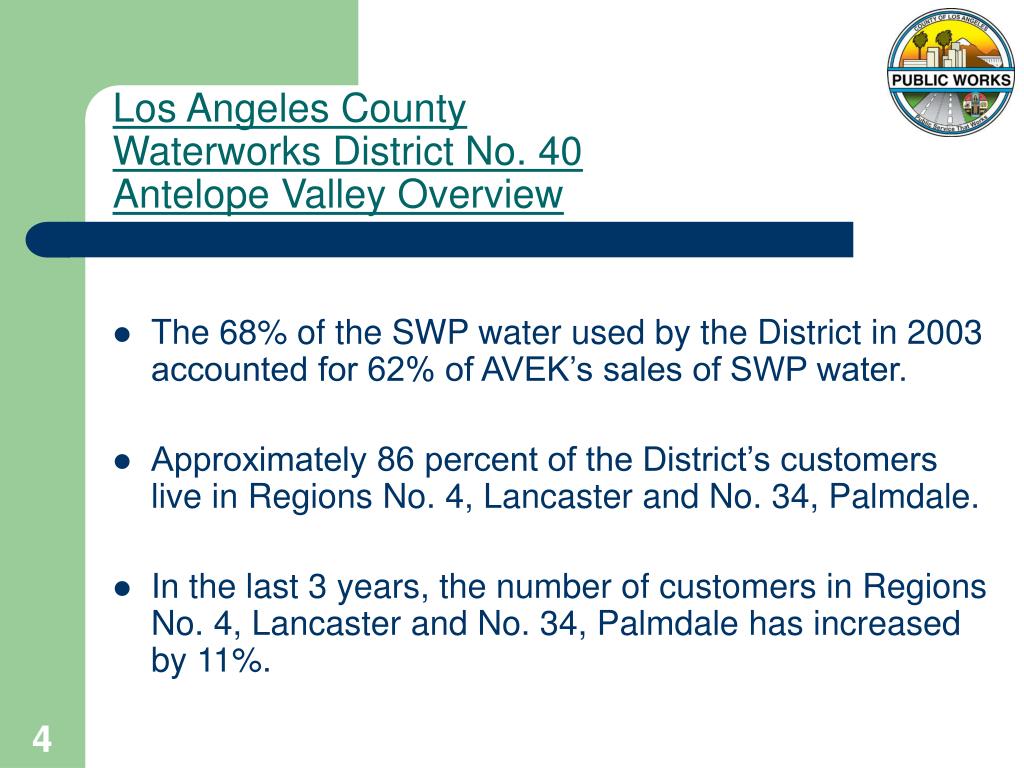 PPT Los Angeles County Waterworks District No. 40 Antelope Valley