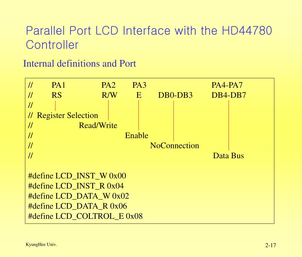 PPT Parallel Port LCD Interface with the HD44780 Controller