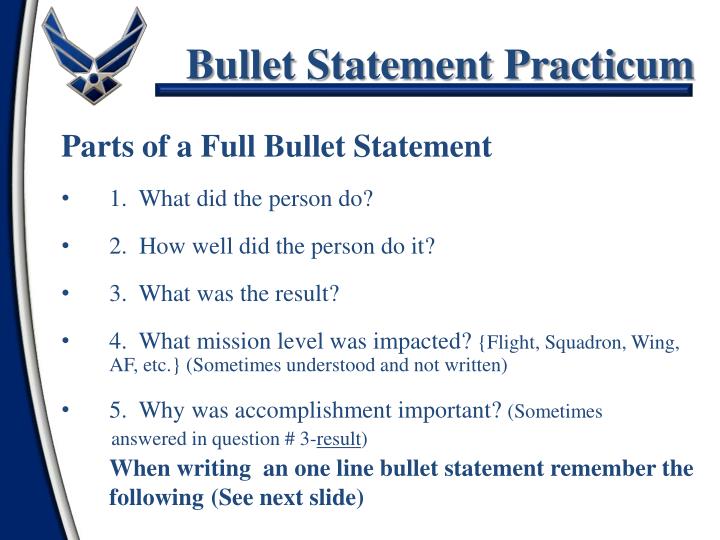 PPT Bullet Statement Practicum PowerPoint Presentation ID3253582