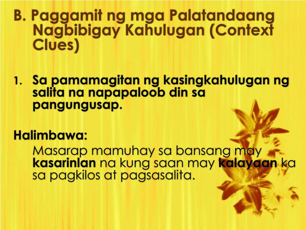 PPT Ang Talasalitaan Kaugnay sa Pagunawa ng Teksto PowerPoint