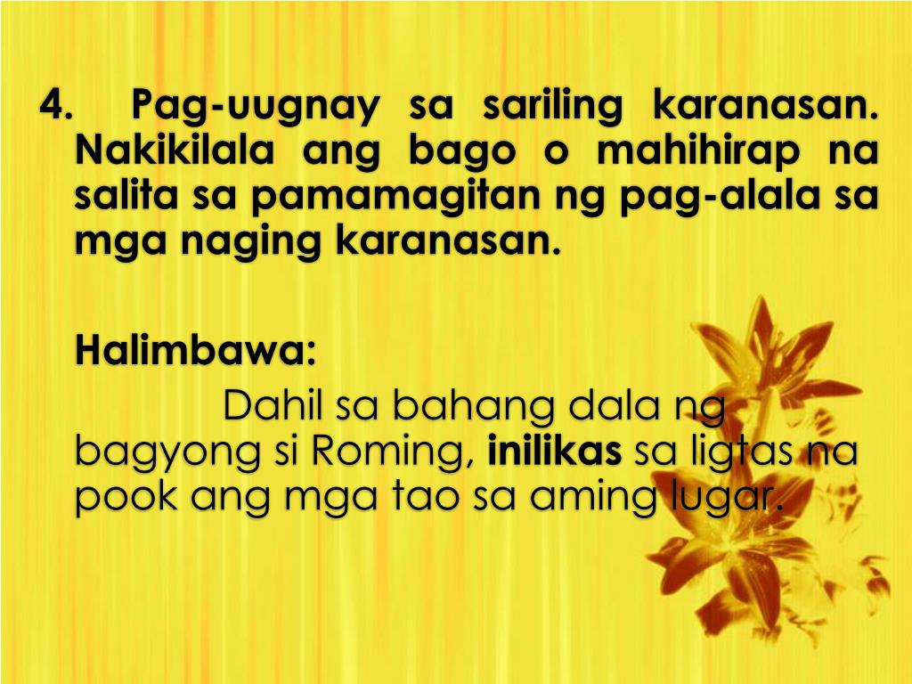 PPT Ang Talasalitaan Kaugnay sa Pagunawa ng Teksto PowerPoint