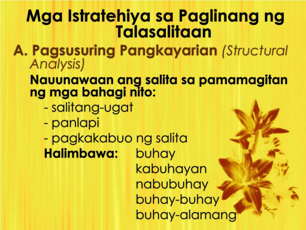 PPT Ang Talasalitaan Kaugnay sa Pagunawa ng Teksto PowerPoint