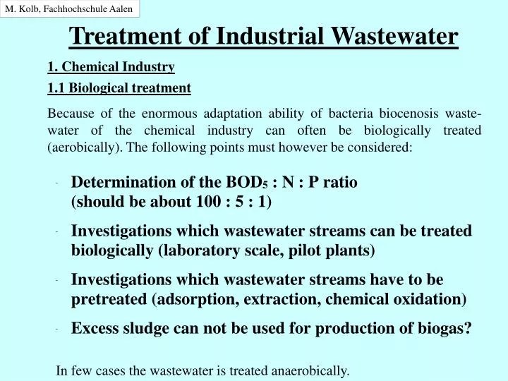 PPT Treatment of Industrial Wastewater PowerPoint Presentation, free