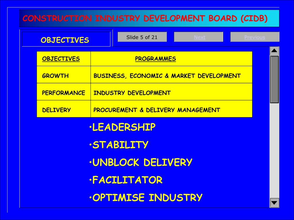 PPT AN INDUSTRY PERSPECTIVE OF THE CIDB PROCESS PowerPoint