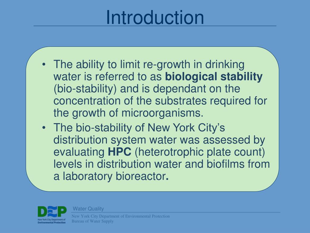 PPT BioStability of New York City’s Distribution Water PowerPoint