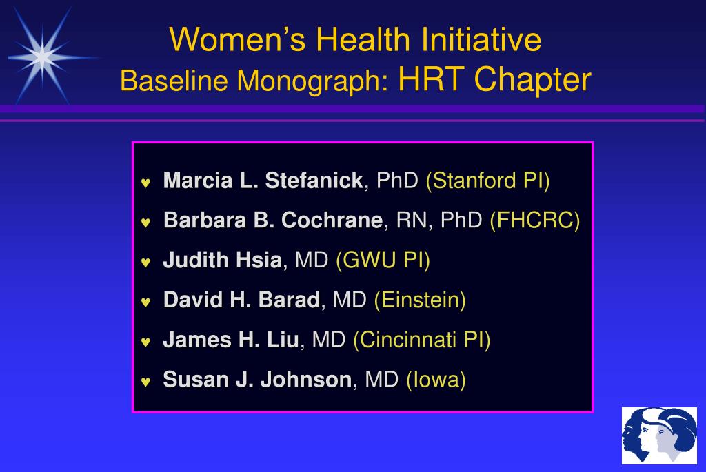 PPT Women’s Health Initiative HRT Trial Baseline Data and Update on
