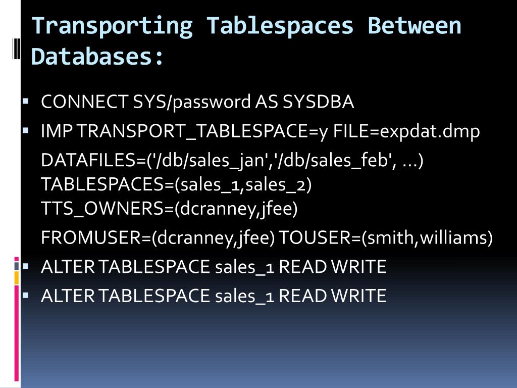 PPT Use Multiple Tablespaces PowerPoint Presentation, free download