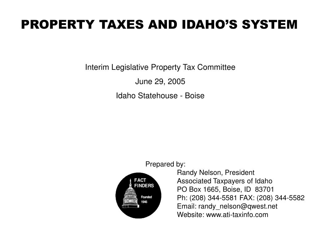 PPT PROPERTY TAXES AND IDAHO’S SYSTEM PowerPoint Presentation, free