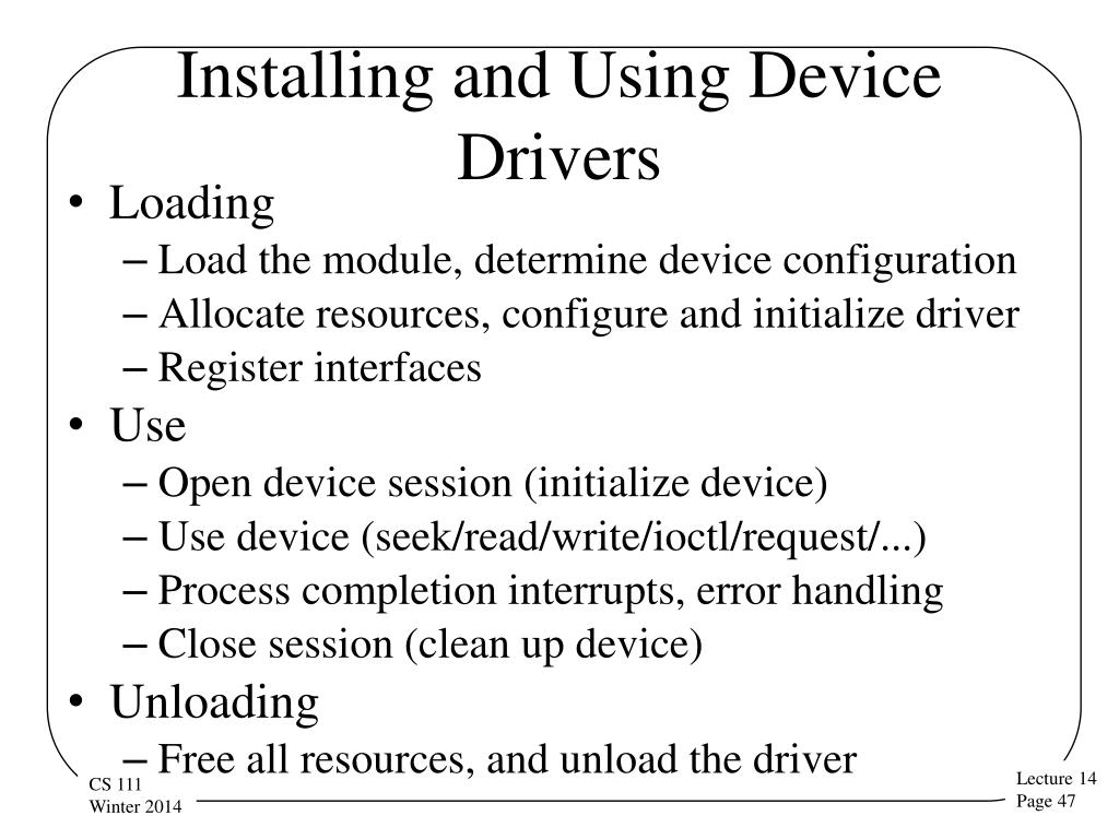PPT Devices and Device Drivers CS 111 Operating Systems Peter Reiher