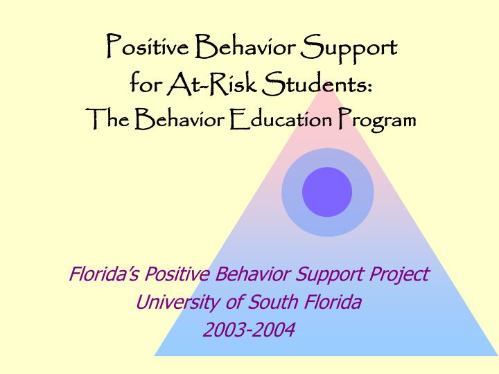 PPT Positive Behavior Support for AtRisk Students The Behavior