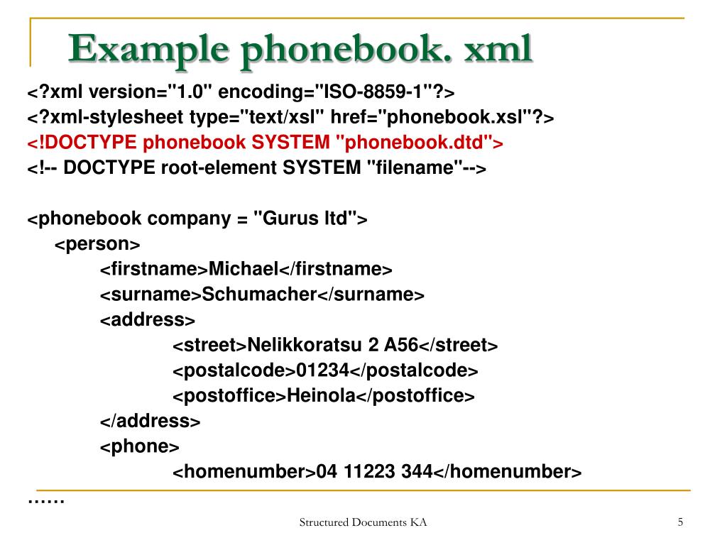 PPT Document Type definition PowerPoint Presentation, free download